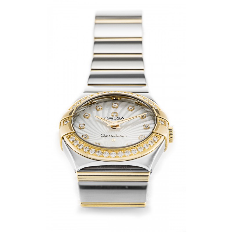 White Mother-Of-Pearl Dials Omega Constellation Ladies 123.25.27.60.55.008 Fake Watches With 27 MM Steel & Gold Cases For Women