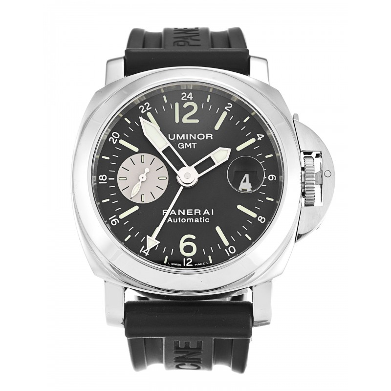 44 MM Black Dials Panerai Luminor GMT PAM00088 Fake Watches With Steel Cases For Men