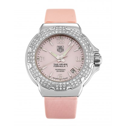 Pink Mother-Of-Pearl Dials Tag Heuer Formula 1 Sparkling WAC1216.FC6220 Replica Watches With 37 MM Steel Cases