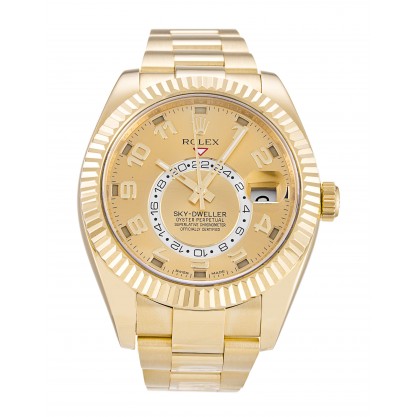 Champagne Dials Rolex Sky-Dweller 326938 Replica Watches With 42 MM Gold Cases
