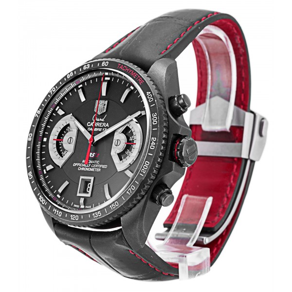 Black Dials Tag Heuer Grand Carrera CAV518B.FC6237 Replica Watches With 43 MM Titanium Cases