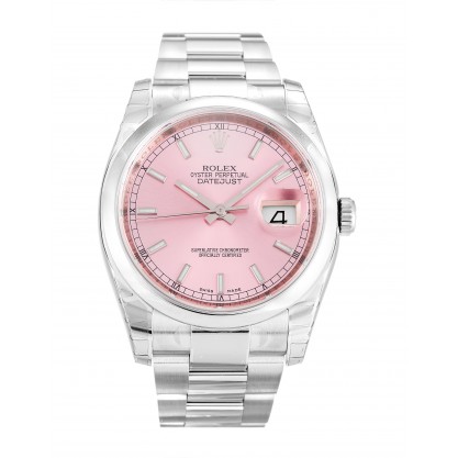 Pink Dials Rolex Datejust 116200 Replica Watches WIth 36 MM Steel Cases For Men