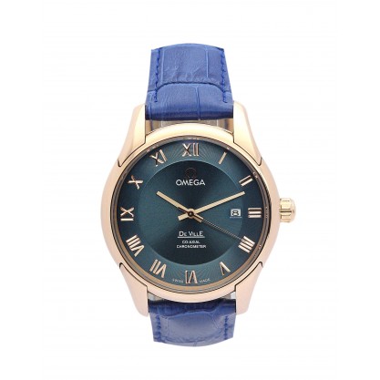 41 MM Green Dials Omega De Ville Hour Vision Men Replica Watches With Rose Gold Cases For Men