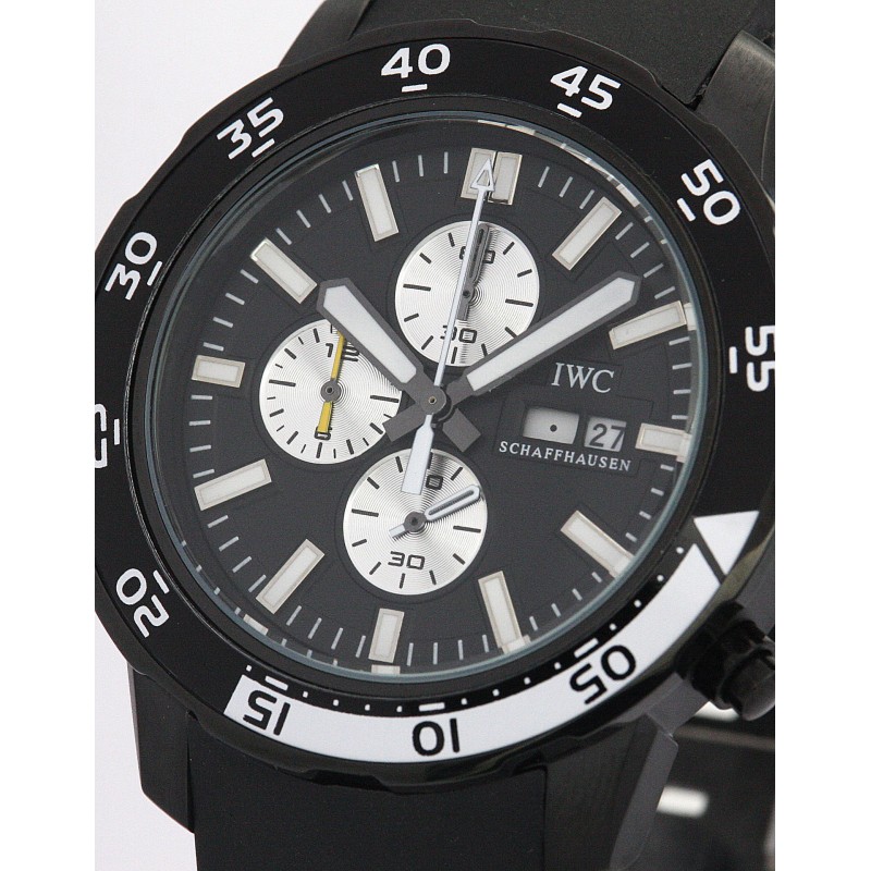 Black And Silver Dials IWC Aquatimer IW376705 Men Replica Watches With 44 MM Black Steel Cases For Men