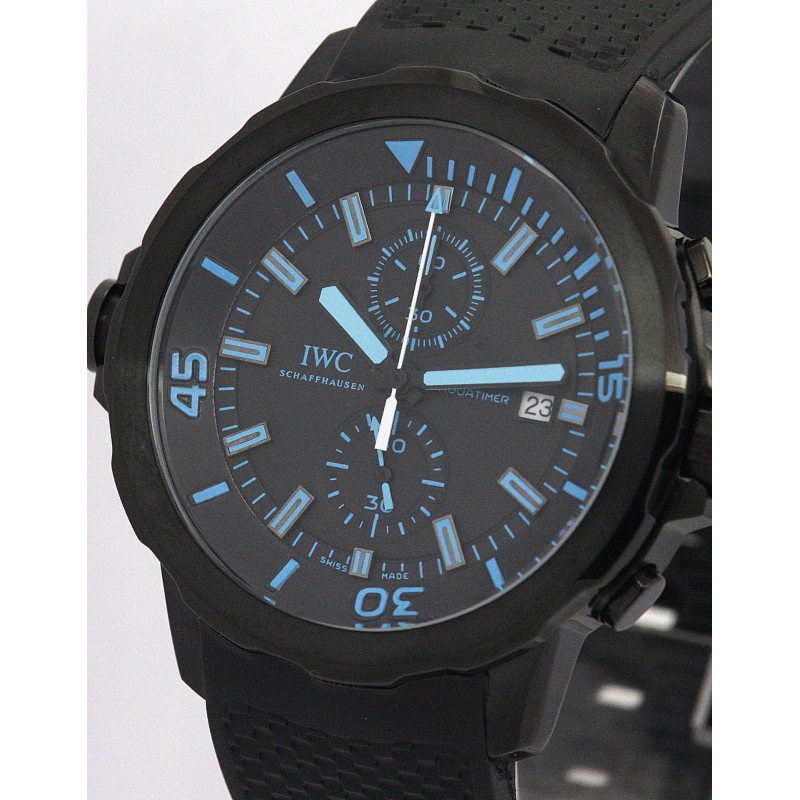 44 MM Black Dials IWC Aquatimer IW376705 Men Replica Watches With Black Steel Cases