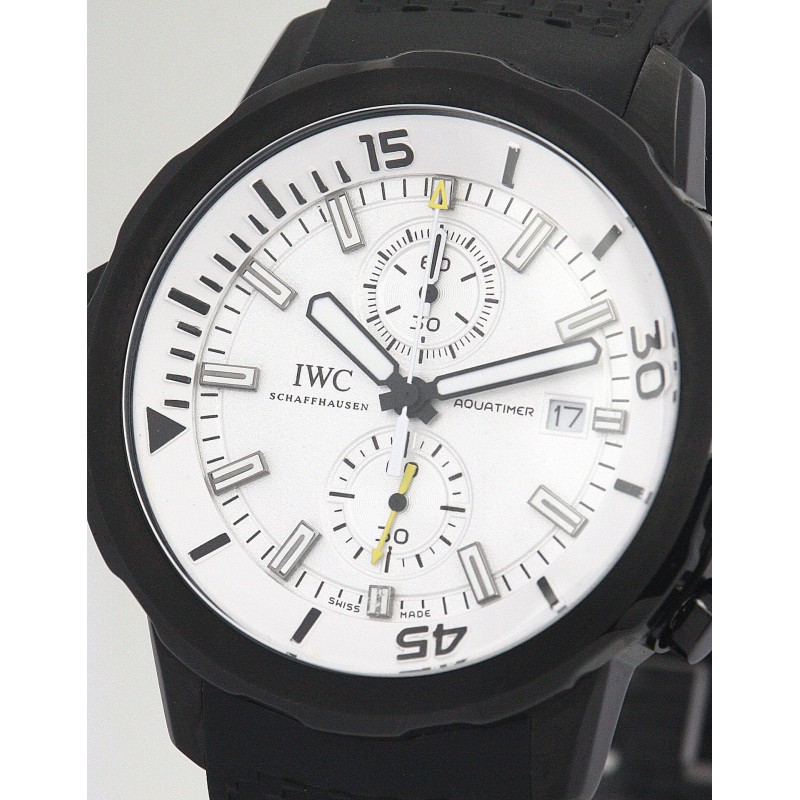 44 MM White Dials IWC Aquatimer IW376705 Men Replica Watches With Black Steel Cases For Men
