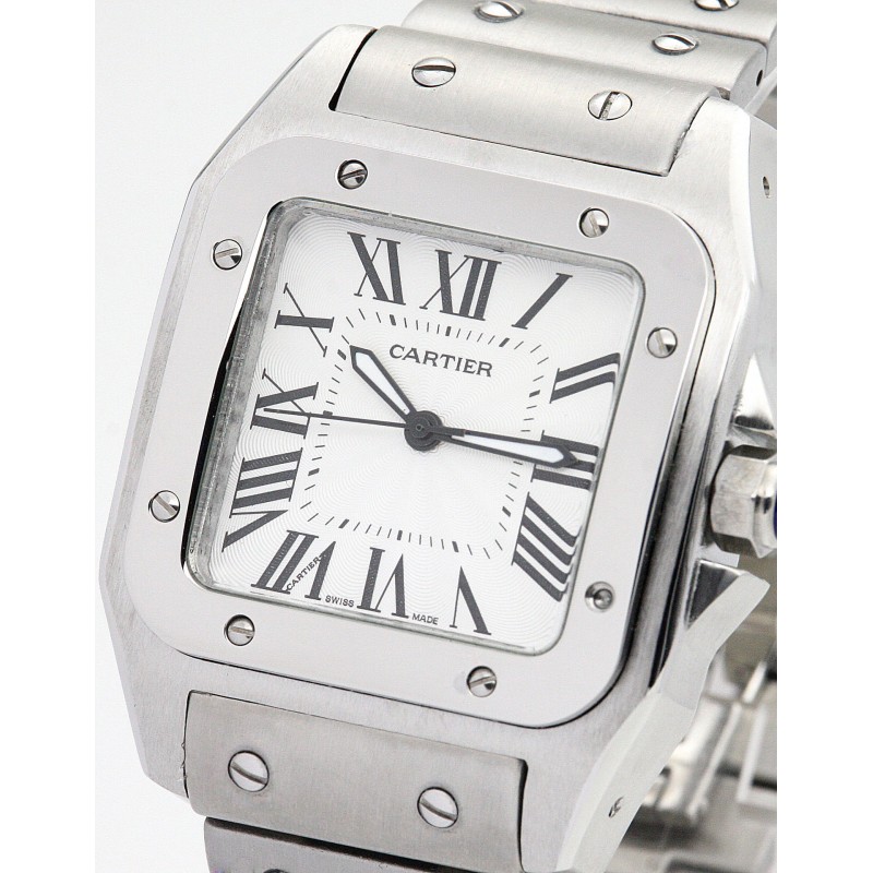 41 MM Silver Dials Cartier Santos 100 W20073X8 Replica Watches With Steel Cases For Men